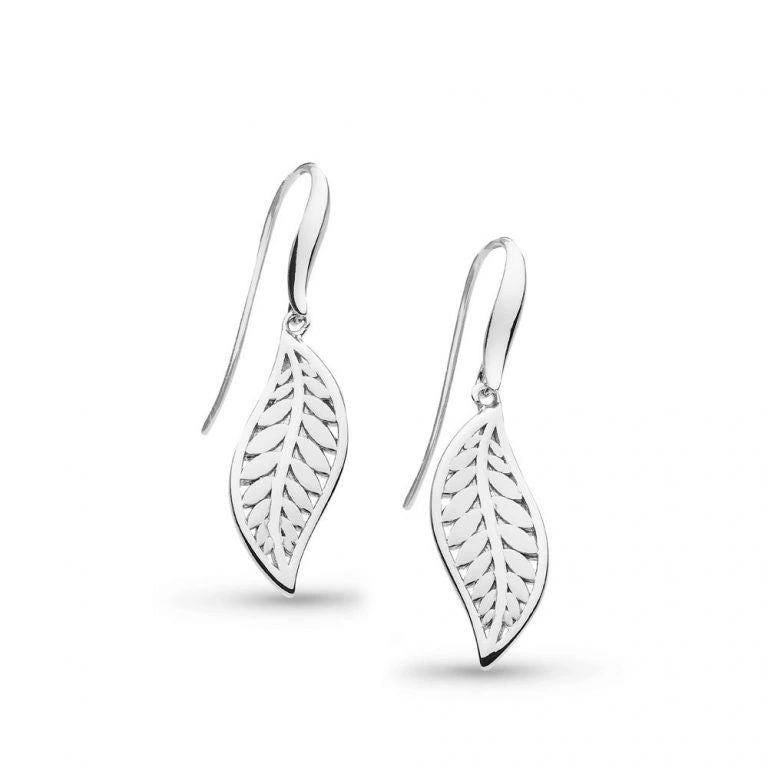 Kit Heath Blossom Eden Small Leaf Sterling Silver Drop Earrings - Eagle and Pearl Jewelers