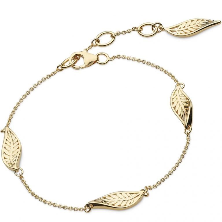 Kit Heath Blossom Eden Trio Leaf 18kt Gold Plate 7.5" Sterling Silver Bracelet - Eagle and Pearl Jewelers