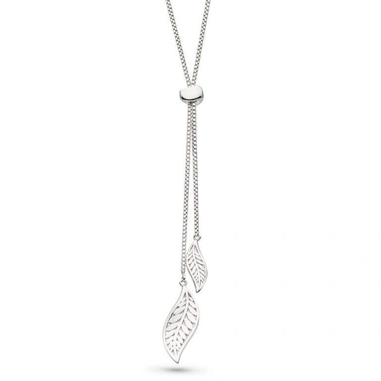 Kit Heath Blossom Eden Twin Leaf Lariat Toggle Sterling Silver Necklace - Eagle and Pearl Jewelers