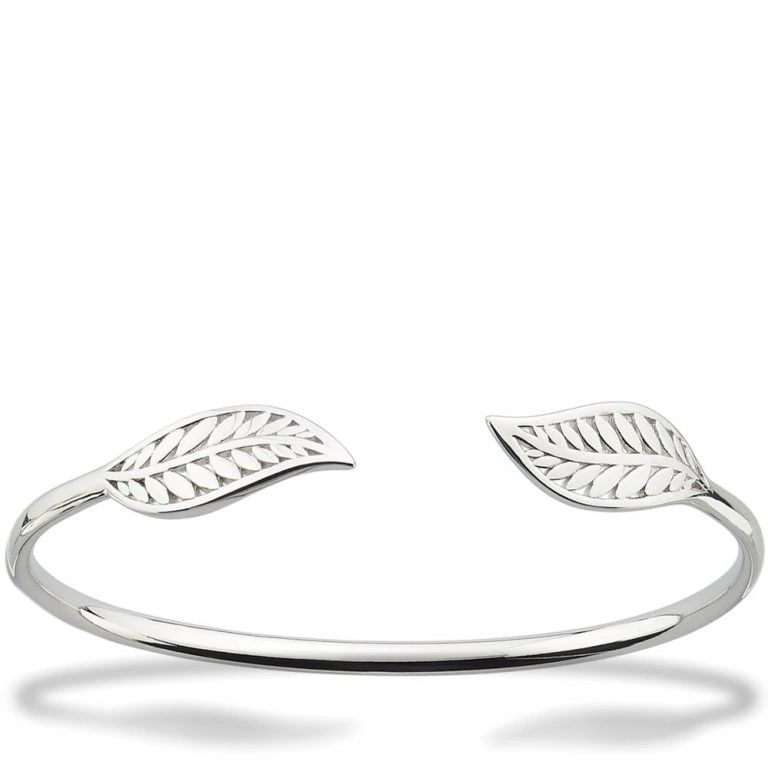 Kit Heath Blossom Eden Twin Leaf Sterling Silver Bangle Eagle