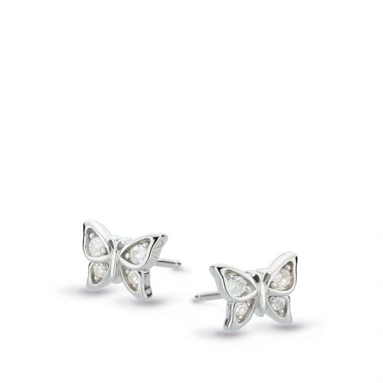 Kit Heath Blossom Flyte Butterfly White Topaz Sterling Silver Stud Earrings - Eagle and Pearl Jewelers