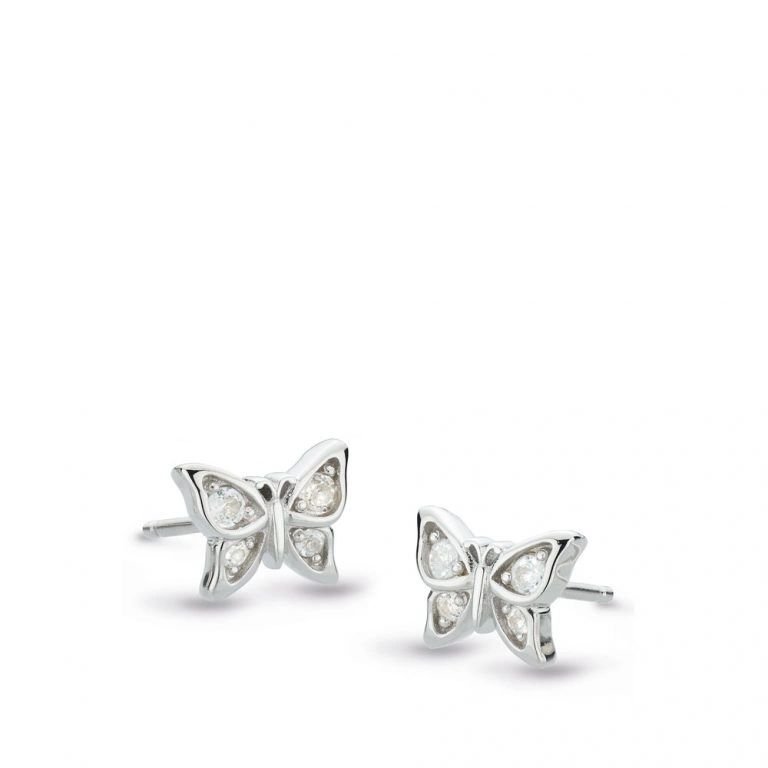 Kit Heath Blossom Flyte Butterfly White Topaz Sterling Silver Stud Earrings - Eagle and Pearl Jewelers