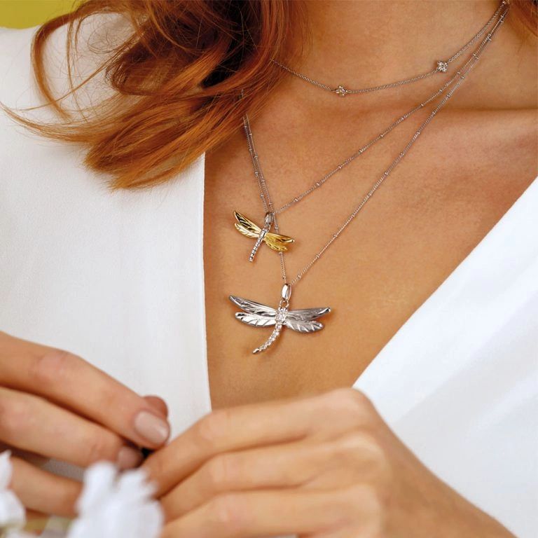 Kit Heath Blossom Flyte Dragonfly Ball Chain Sterling Silver & 18kt Gold Plate Necklace - Eagle and Pearl Jewelers