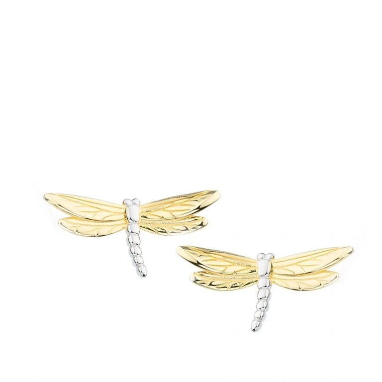 Kit Heath Blossom Flyte Dragonfly Sterling Silver & 18kt Gold Plate Stud Earrings - Eagle and Pearl Jewelers