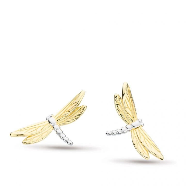 Kit Heath Blossom Flyte Dragonfly Sterling Silver & 18kt Gold Plate Stud Earrings - Eagle and Pearl Jewelers
