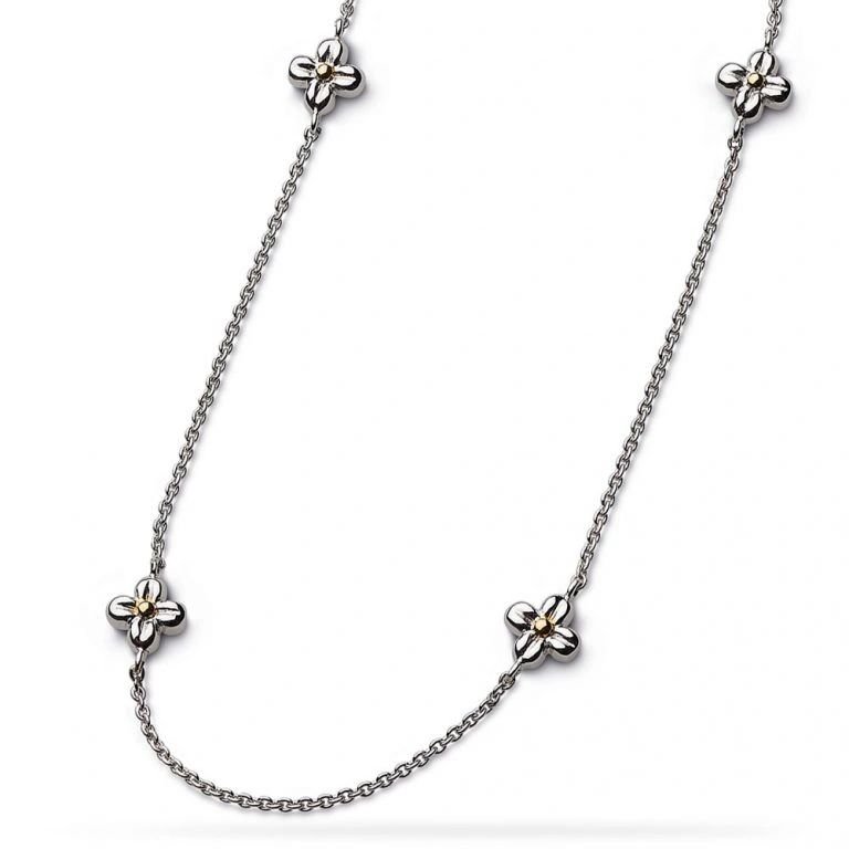 Kit Heath Blossom Flyte Honey Flower Station Sterling Silver and 18kt Gold Plate Necklace - Eagle and Pearl Jewelers