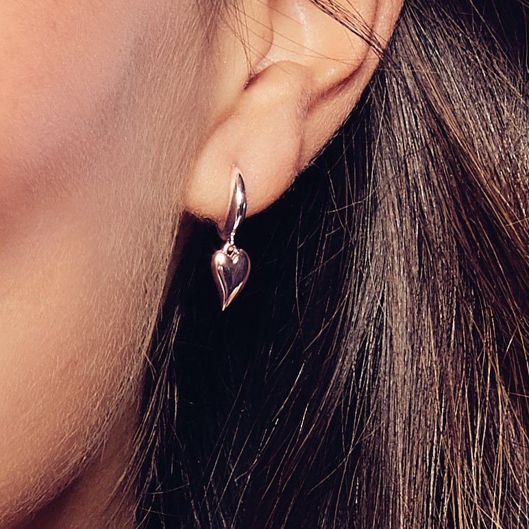Kit Heath Desire Kiss Blush Mini Heart Hoop Drop Earrings - Eagle and Pearl Jewelers