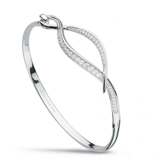 Kit Heath Entwine Twine Twist Hinged Pave Sterling Silver Bangle - Eagle and Pearl Jewelers