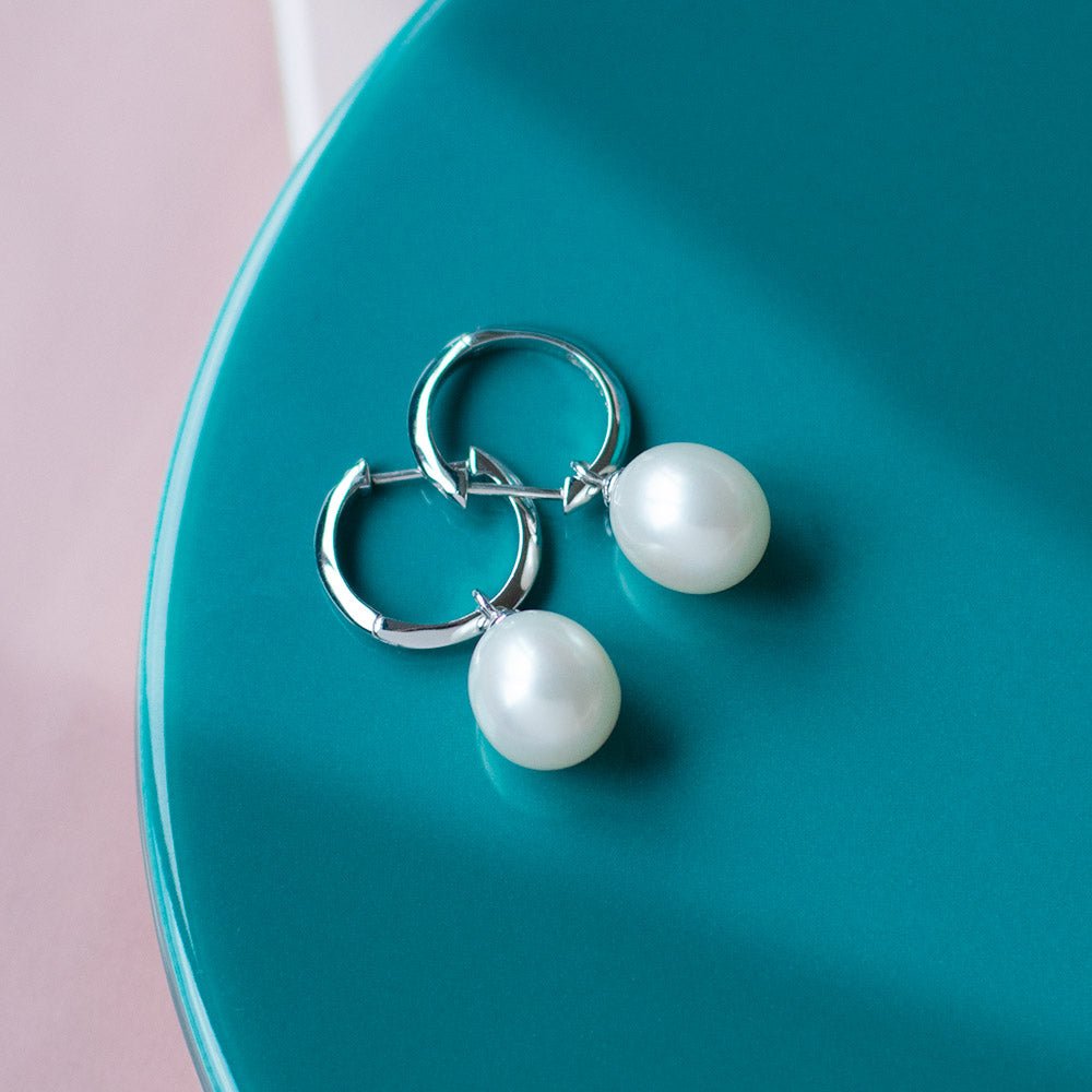 Kit Heath Revival Astoria Pearl Drop Hoop Earrings - Eagle and Pearl Jewelers