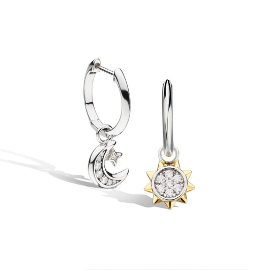 Kit Heath Revival Céleste Sun & Crescent Moon Hoop Earrings - Eagle and Pearl Jewelers